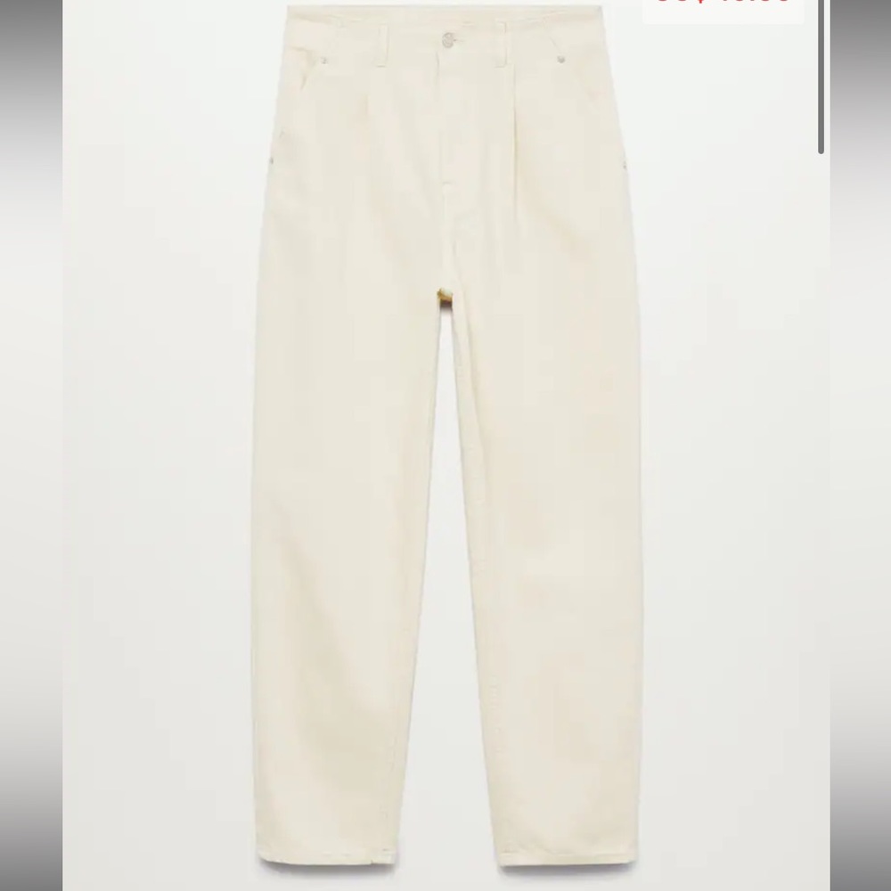 NWOT Mango Corina Dart Slouchy Ankle Jeans in Off White size 2